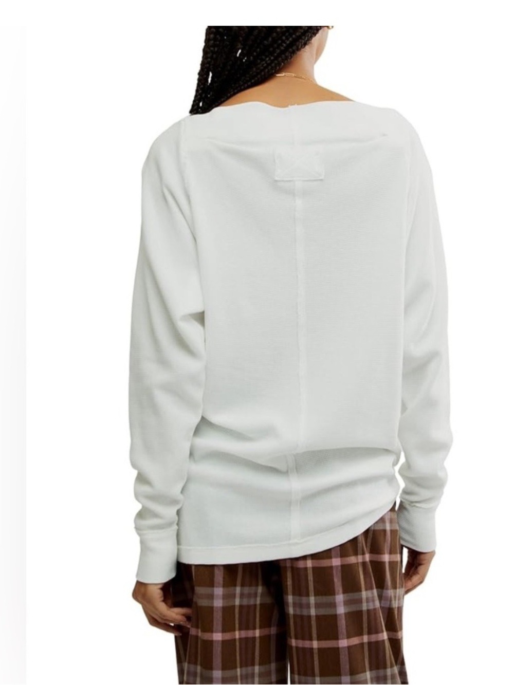 Free People White Off Shoulder Thermal Long Sleeve - Picture 2 of 5